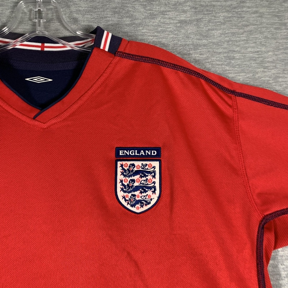 Vintage England National Team Soccer Jersey Mens Large Navy Red Umbro Reversible - Picture 12 of 15